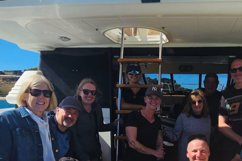 A cheerful group enjoying their day out in the Abel Tasman National Park